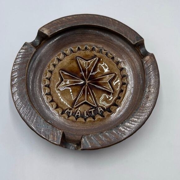 Vintage 1970s Catchall Bowl Ashtray Bristow Potteries Studio Pottery Malta - Picture 1 of 12